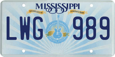 MS license plate LWG989