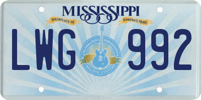 MS license plate LWG992