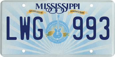 MS license plate LWG993