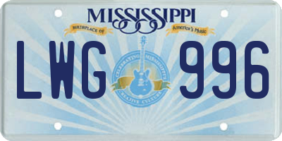 MS license plate LWG996