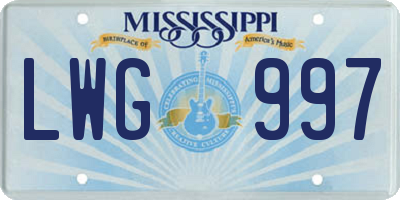 MS license plate LWG997