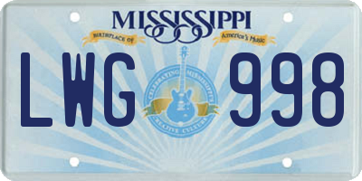 MS license plate LWG998