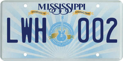 MS license plate LWH002