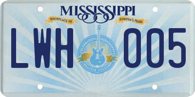 MS license plate LWH005
