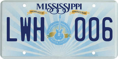 MS license plate LWH006