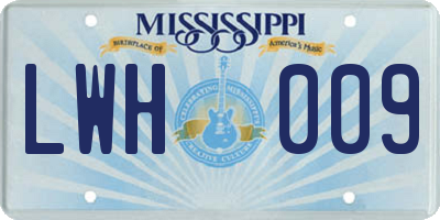 MS license plate LWH009