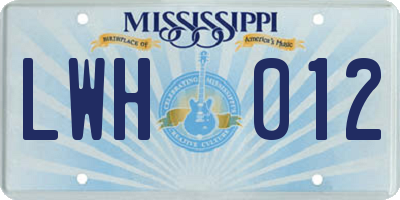 MS license plate LWH012