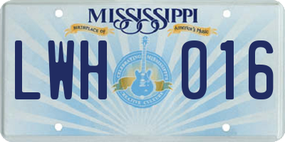 MS license plate LWH016