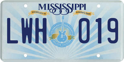 MS license plate LWH019