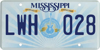 MS license plate LWH028