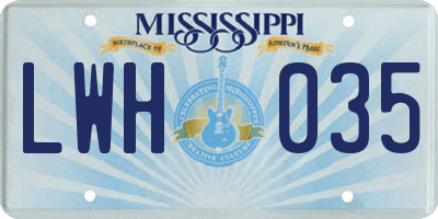 MS license plate LWH035