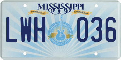 MS license plate LWH036