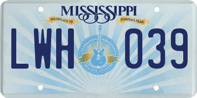 MS license plate LWH039