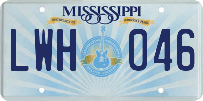 MS license plate LWH046