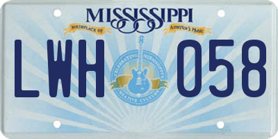 MS license plate LWH058