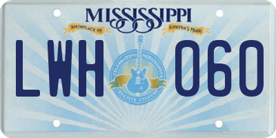 MS license plate LWH060