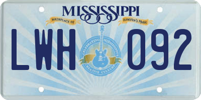 MS license plate LWH092