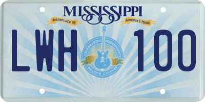 MS license plate LWH100