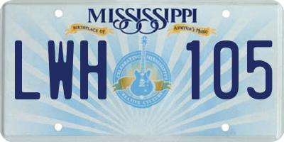 MS license plate LWH105