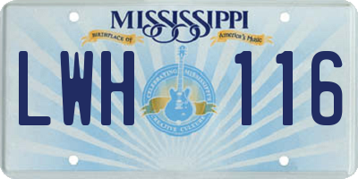 MS license plate LWH116