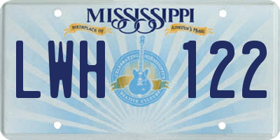 MS license plate LWH122