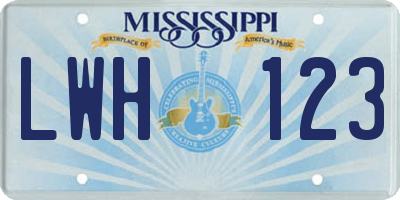 MS license plate LWH123
