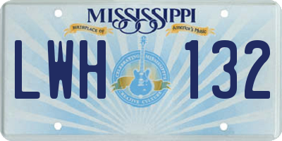 MS license plate LWH132