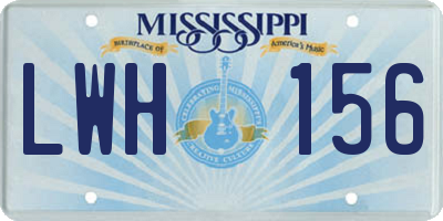 MS license plate LWH156