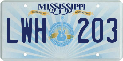 MS license plate LWH203