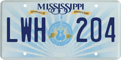 MS license plate LWH204