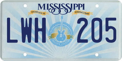 MS license plate LWH205