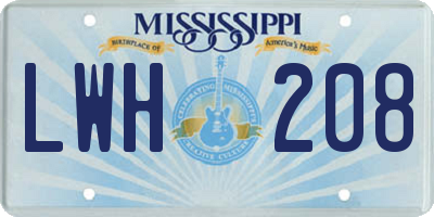 MS license plate LWH208