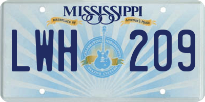 MS license plate LWH209