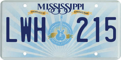 MS license plate LWH215