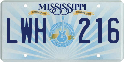MS license plate LWH216