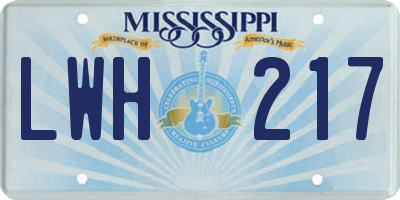 MS license plate LWH217