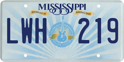 MS license plate LWH219