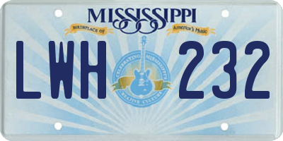 MS license plate LWH232