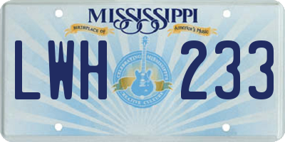 MS license plate LWH233