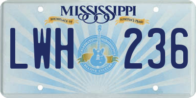 MS license plate LWH236