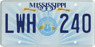 MS license plate LWH240