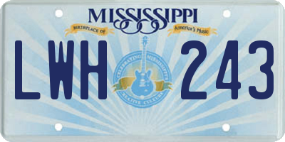MS license plate LWH243