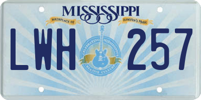 MS license plate LWH257