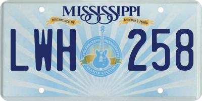 MS license plate LWH258