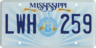MS license plate LWH259