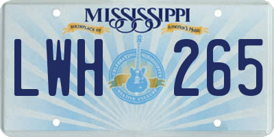 MS license plate LWH265