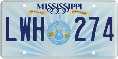 MS license plate LWH274