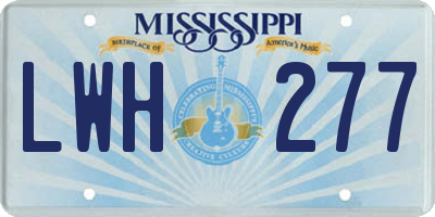 MS license plate LWH277