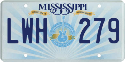 MS license plate LWH279