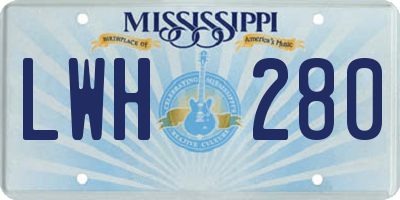 MS license plate LWH280